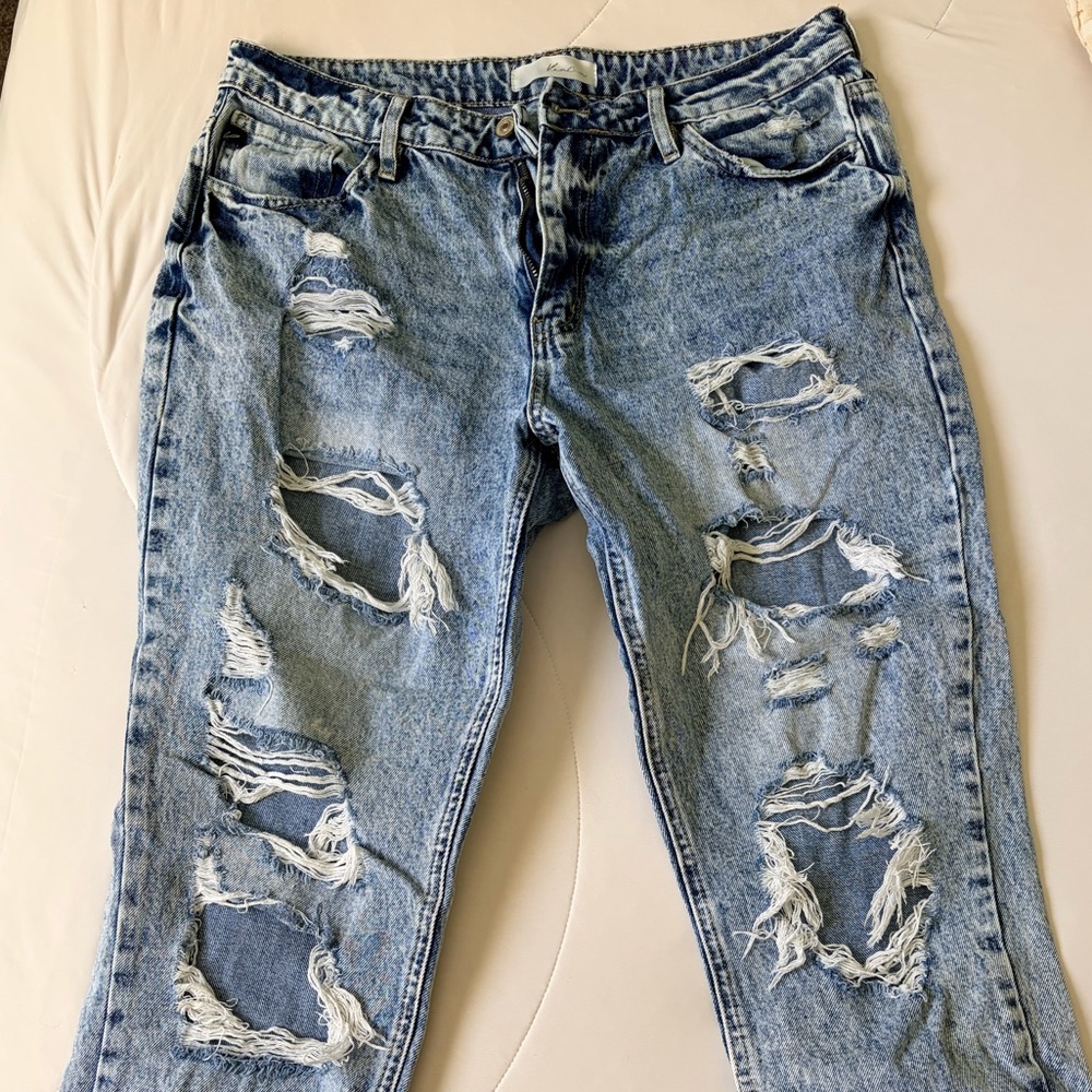 Distressed Blue Jeans